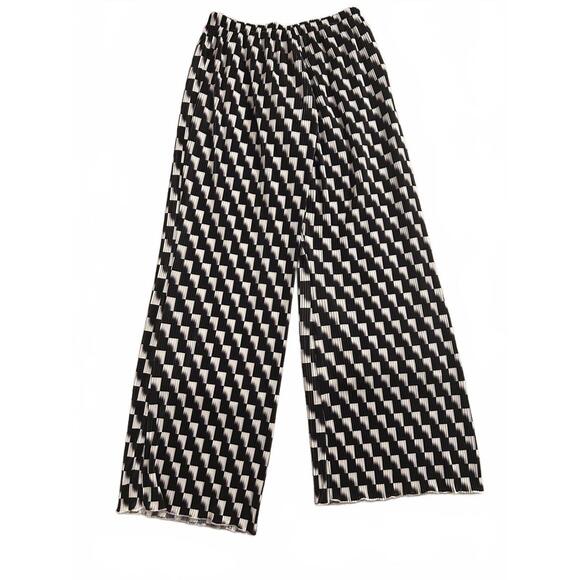 Lucca Couture White/Black Geometric Wide-leg Palazzo Pants Women's Small - Picture 3 of 7
